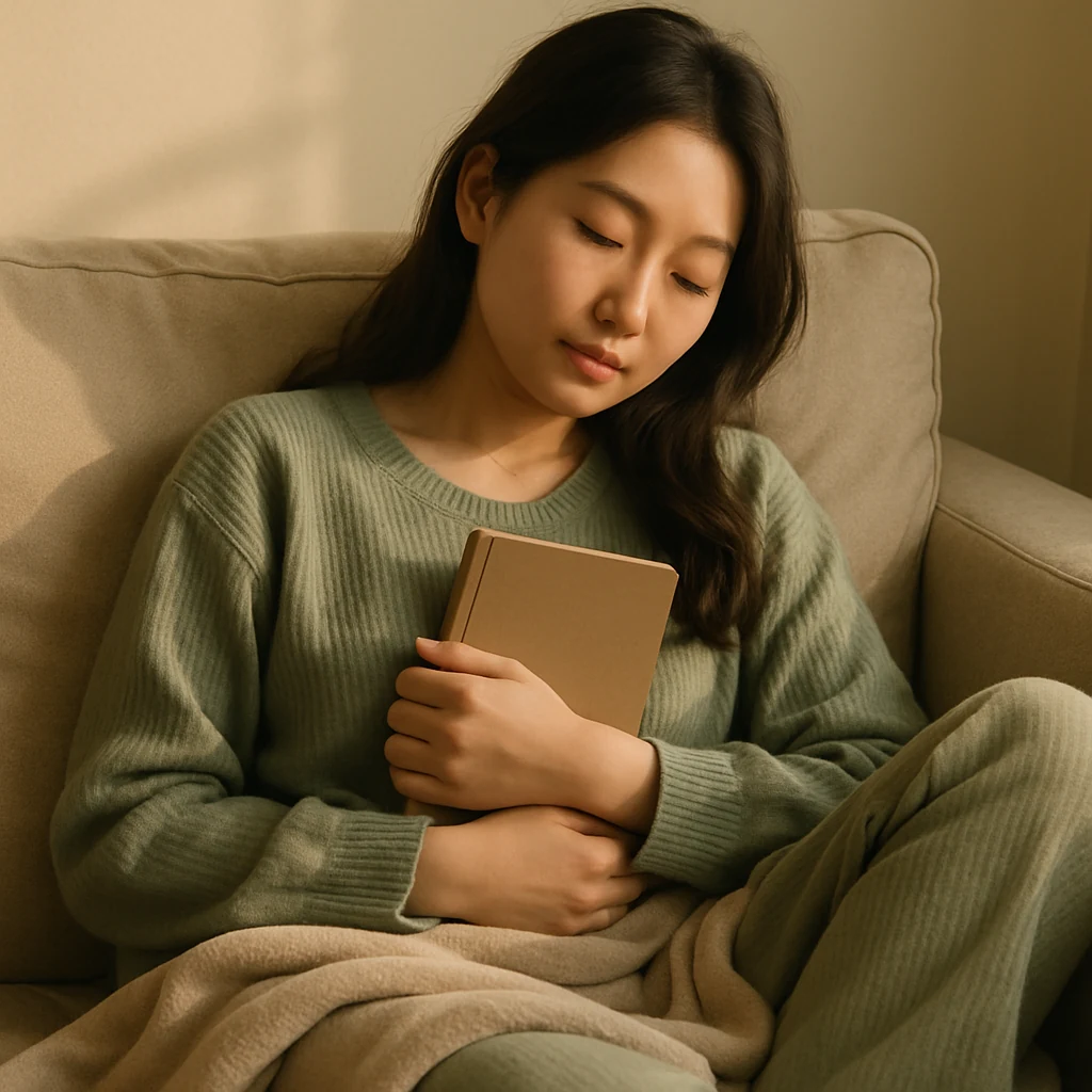 일기장과 약병이 놓인 테이블
